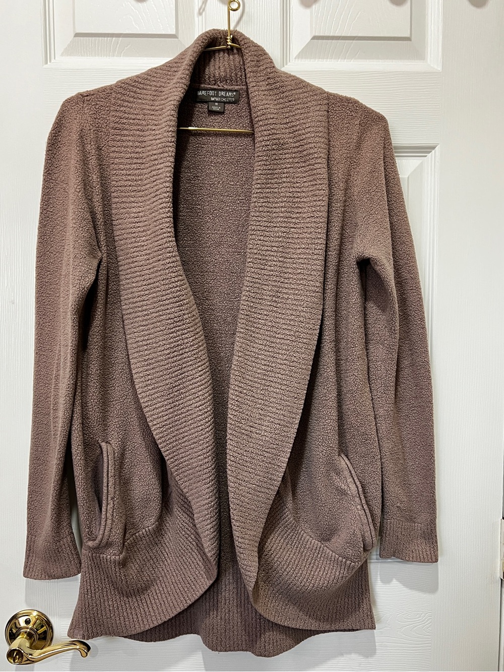 Barefoot Dreams Bamboo Chic Lite Circle Style Cardigan Size Medium Brown Comfy
